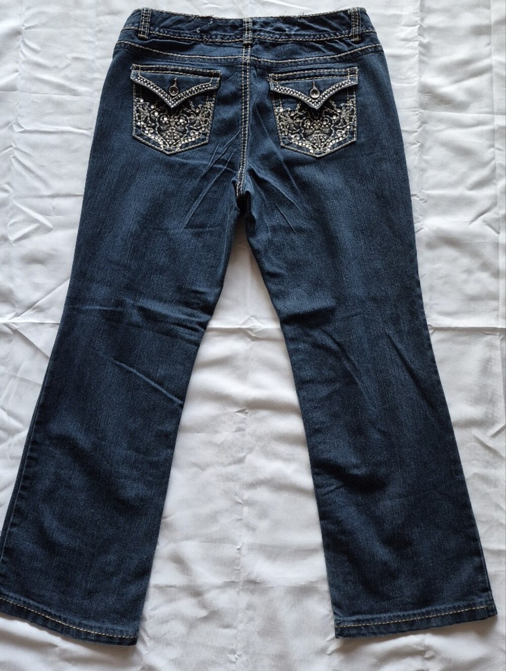 Nine West Jeans Dark Blue Embellished Back-Pocket Bootcut